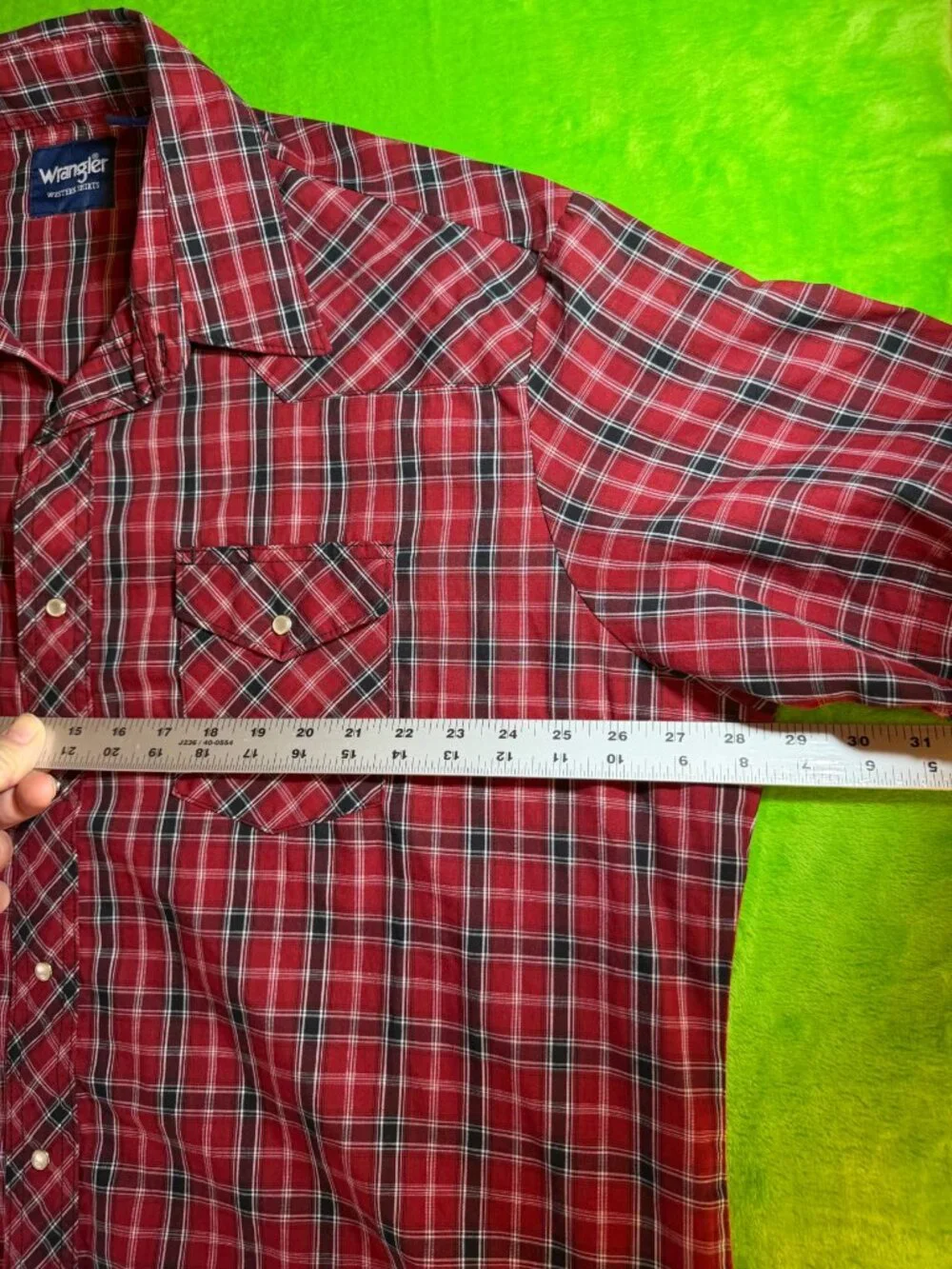 Wrangler Red Plaid Short Sleeve XXL Pearl Snap Western Shirt